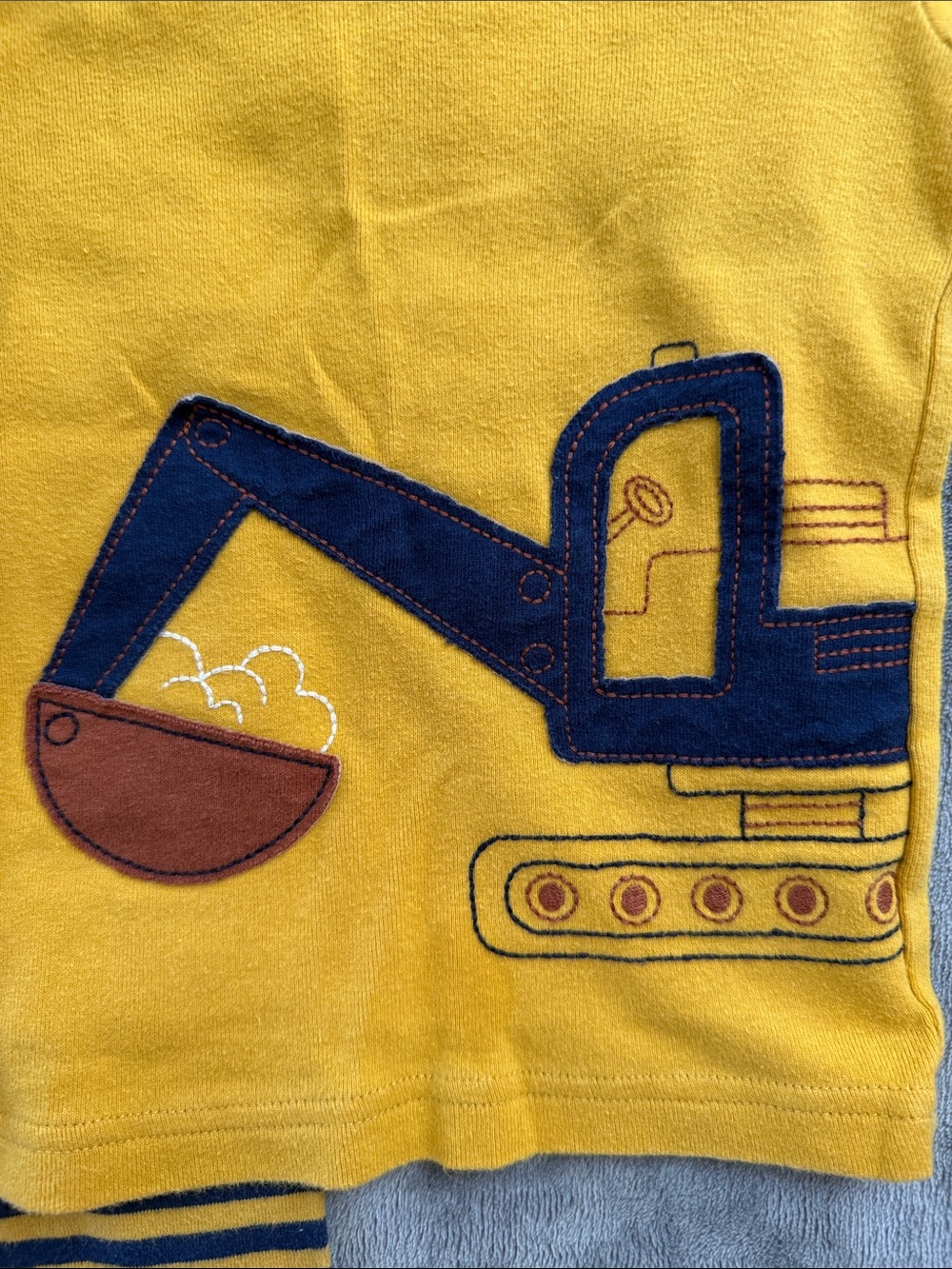 Carter's Yellow & Navy Construction Pajama Set with Stripes - Picture 8 of 9